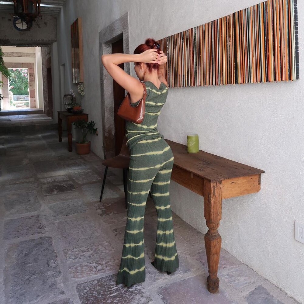 Sandro | Green Tie Dye Knit Pants | 36 FR Small